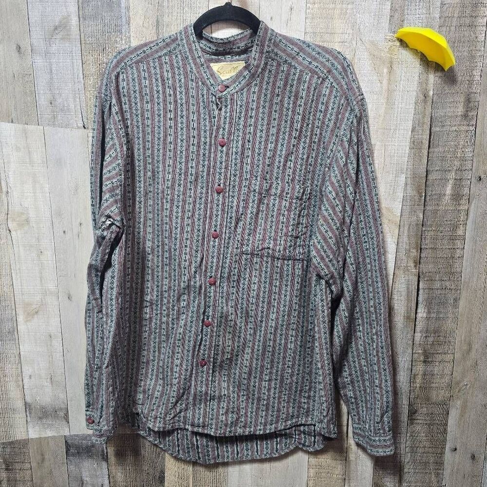 Scully Red Grey All Over Print Western Ranch Rodeo Cowboy Rangewear Shirt Fronti